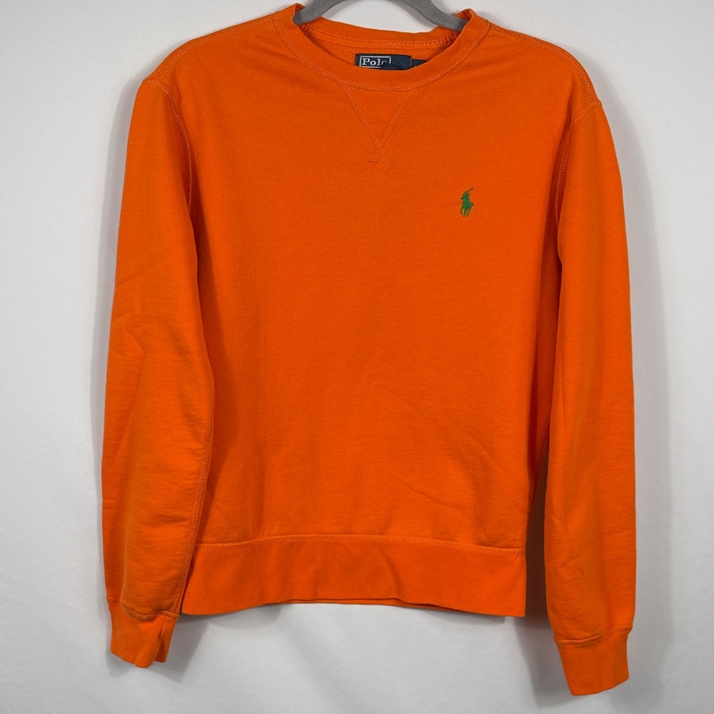 Polo by Ralph Lauren Mens Bright Orange Crewneck Sweater embroidered Pony Size S